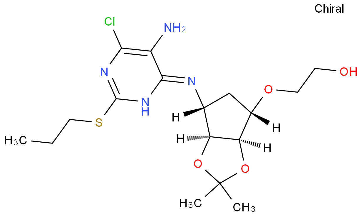 Ethanol, 2-[[(3aR,4S,6R,6aS)-6-[[5-amino-6-chloro-2-(propylthio) -4-pyrimidinyl]amino]tetrahydro-2,2-dimethyl-4H-cyclopenta-1,3-dioxol-4-yl]oxy]-  