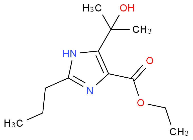 Ethyl 4-(1-hydroxy-1-methylethyl)-2-propyl-imidazole-5-carboxylate structure
