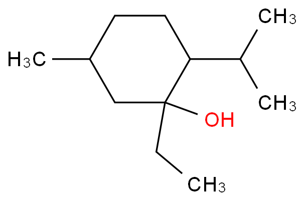Cyclohexanol, 1-ethyl-5-methyl-2-(1-methylethyl)- structure.