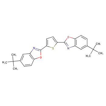 2,5-Bis(5-tert-butyl-2-benzoxazolyl)thiophene; 7128-64-5 structural formula
