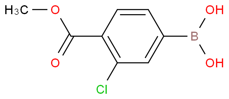 3-氯-4-(甲氧基羰基)苯硼酸化学结构式