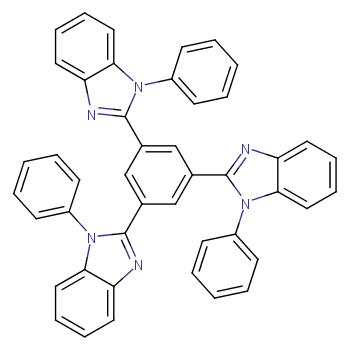1,3,5-三(1-苯基-1H-苯并咪唑-2-基)苯化学结构式
