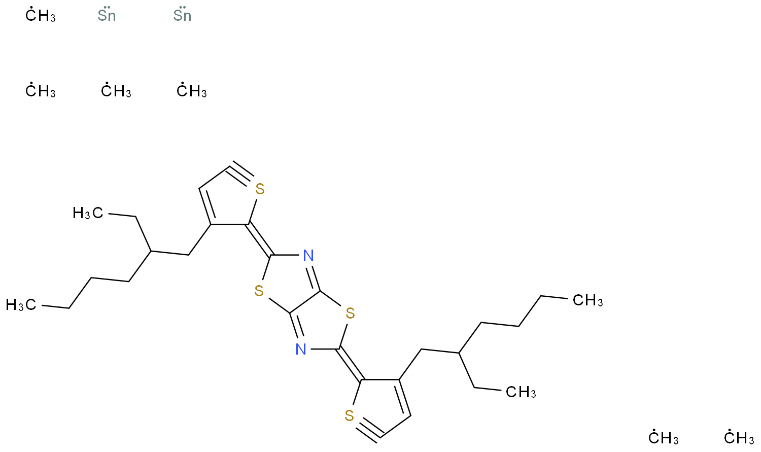 2,5-双(3-(2-乙基己基)-5-(三甲基锡基)噻吩-2-基)噻唑并[5,4-D]噻唑CAS:1294515-68-