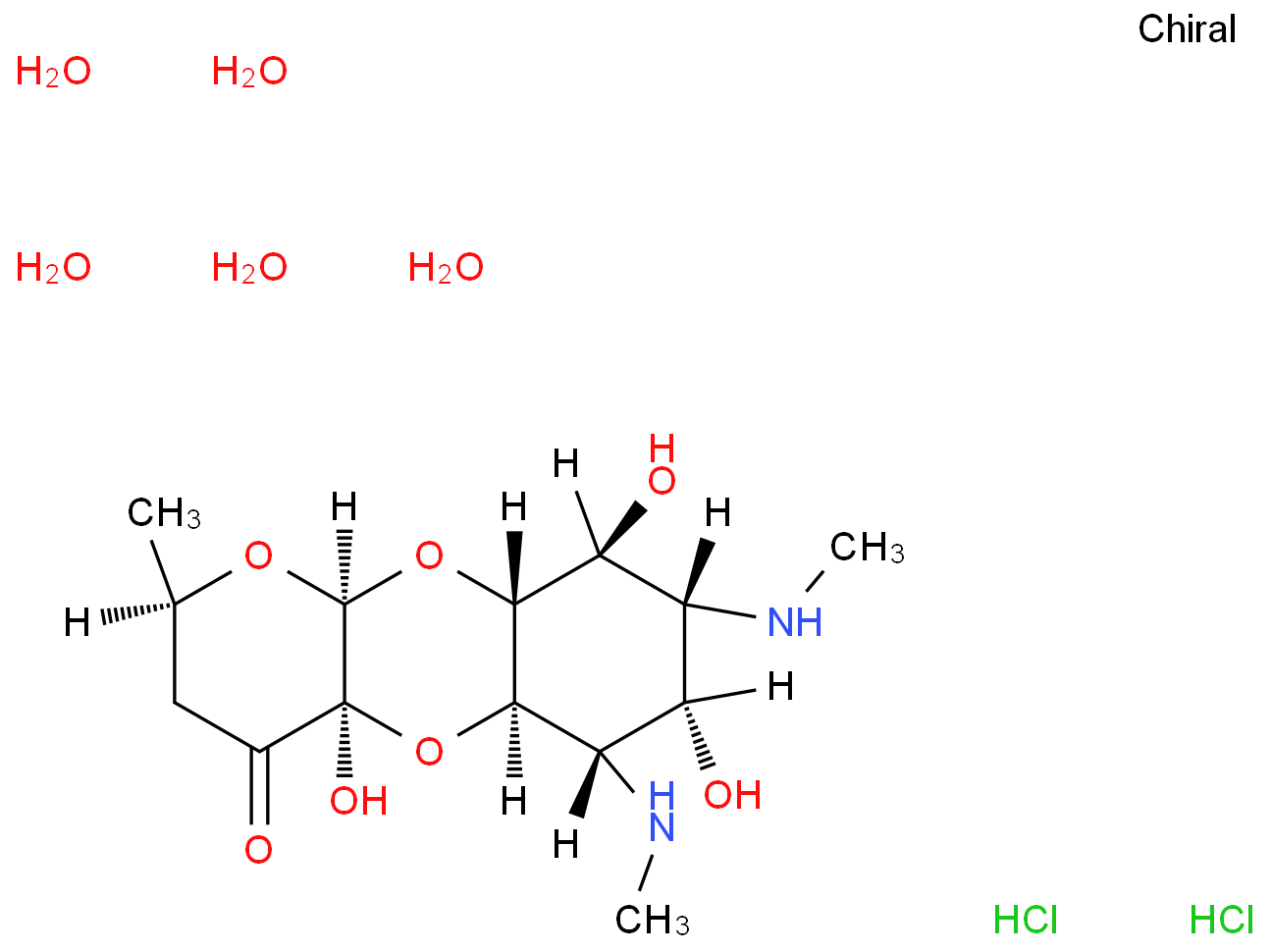 大观霉素 二盐酸盐 五水合物化学结构式