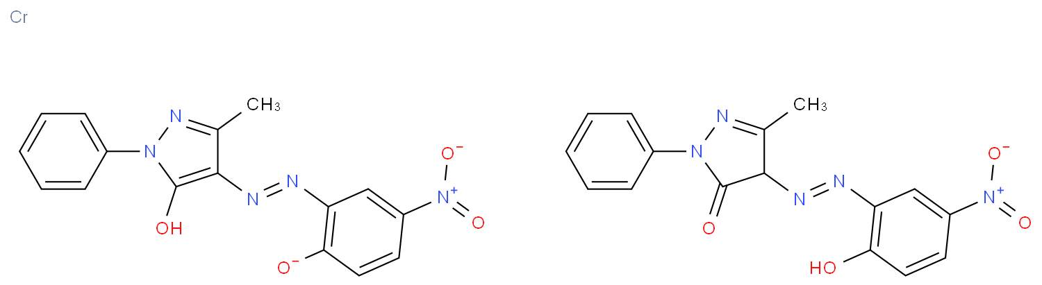 chromium(3+);4-[[3-(dioxidoamino)-6-oxocyclohexa-2,4-dien-1-ylidene]hydrazinylidene]-5-methyl-2-phenylpyrazol-3-one;hydron;5-methyl-4-[(5-nitro-2-oxidophenyl)diazenyl]-2-phenylpyrazol-3-olate