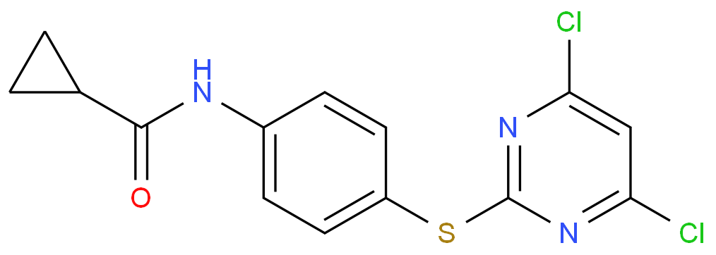 N-[4-(4,6-dichloropyrimidin-2-yl)sulfanylphenyl]cyclopropanecarboxamide