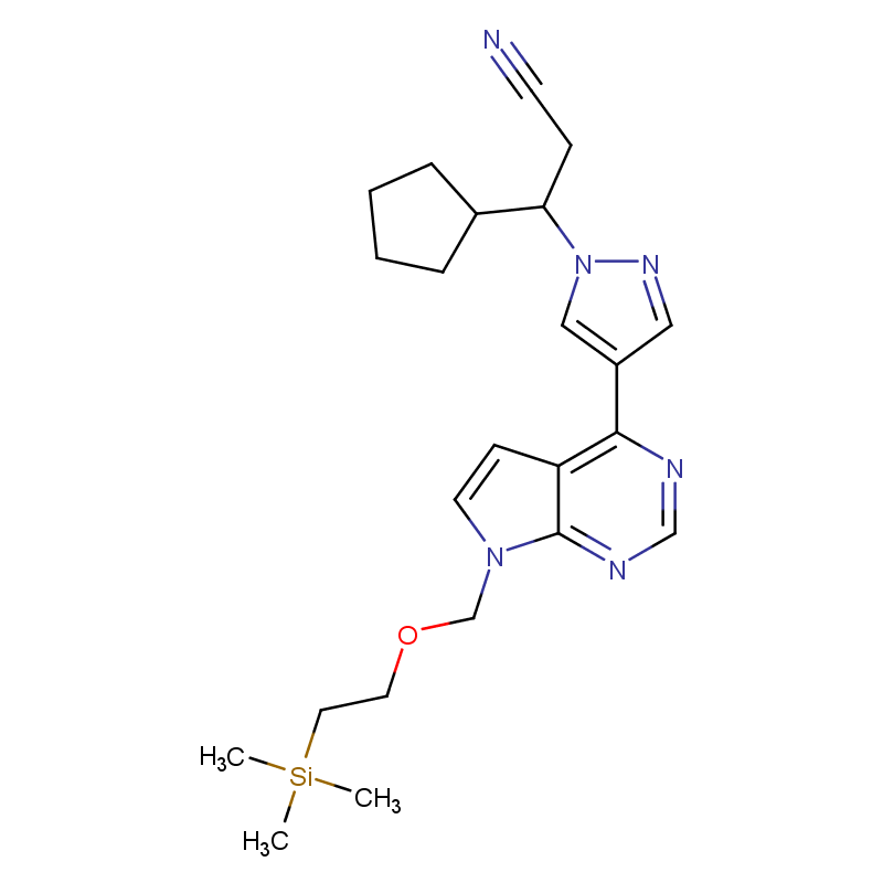 3-环戊基-3-[4-(7-(2-(三甲基硅基)乙氧基]甲基-7H-吡咯并[2,3-D]嘧啶-4-基)-1H-吡唑-1-基]丙腈 CAS号:941685-39-8科研及生产专用 高校及研究所支持货到付款