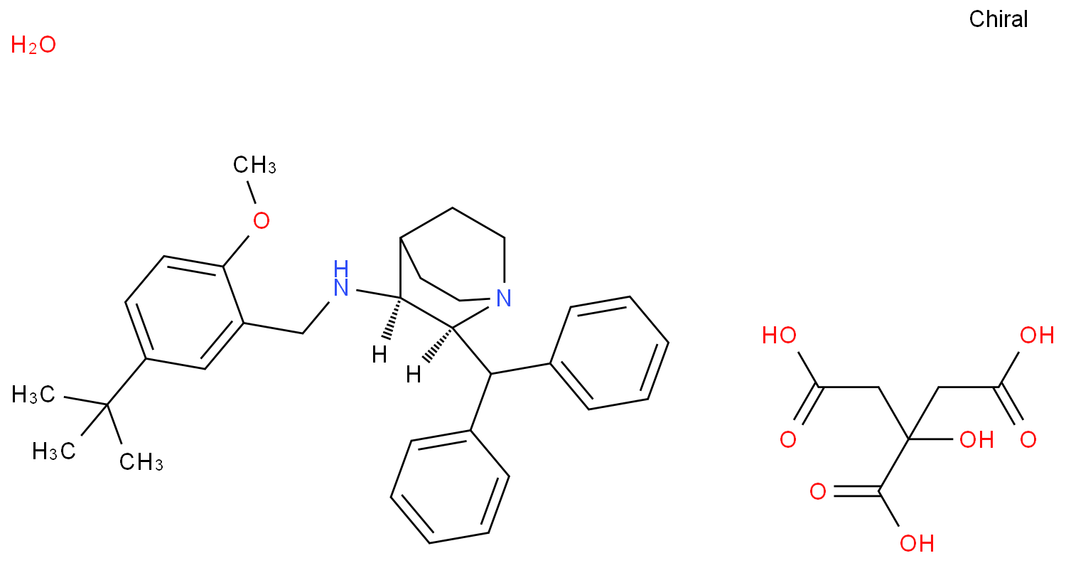 (2S,3S)-2-benzhydryl-N-[(5-tert-butyl-2-methoxyphenyl)methyl]-1-azabicyclo[2.2.2]octan-3-amine,2-hydroxypropane-1,2,3-tricarboxylic acid,hydrate