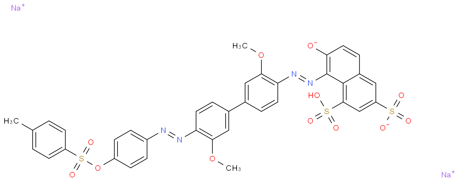 disodium;(8Z)-8-[[2-methoxy-4-[3-methoxy-4-[[4-(4-methylphenyl)sulfonyloxyphenyl]diazenyl]phenyl]phenyl]hydrazinylidene]-7-oxonaphthalene-1,3-disulfonate