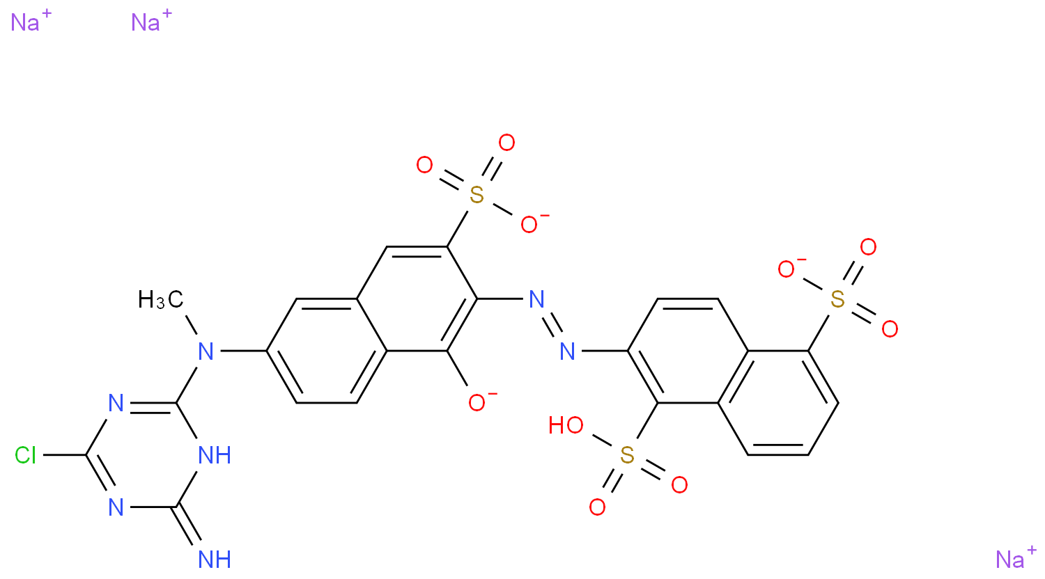 1,5-Naphthalenedisulfonicacid,2-[2-[6-[(4-amino-6-chloro-1,3,5-triazin-2-yl)methylamino]-1-hydroxy-3-sulfo-2-naphthalenyl]diazenyl]-,sodium salt (1:3)  
