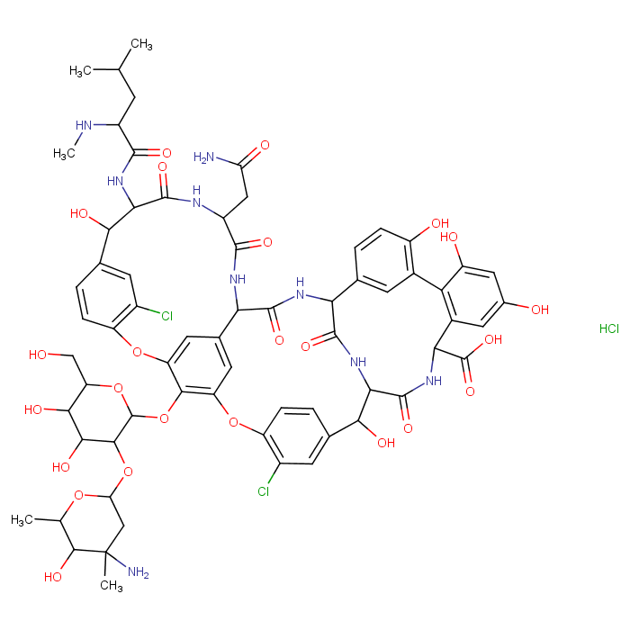 Vancomycin hydrochloride structure
