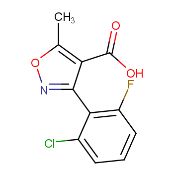 3-(2-氯-6-氟苯基)-5-甲基异恶唑-4-羧酸化学结构式