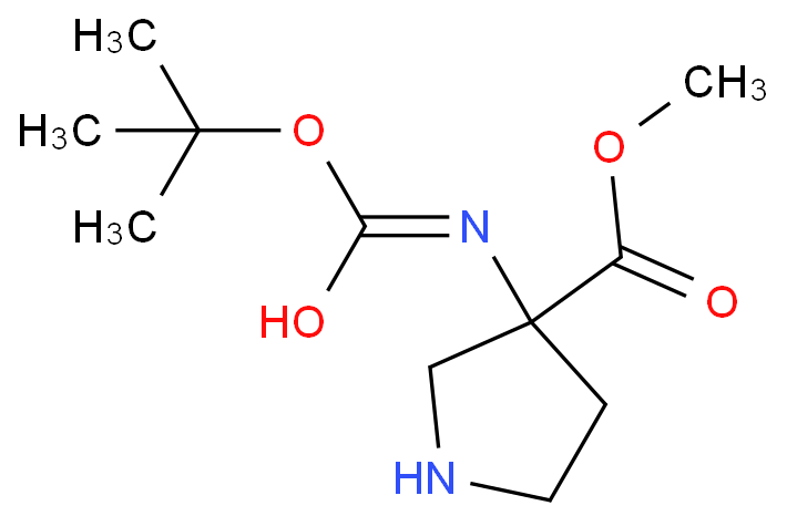 3-(BOC-氨基)吡咯烷-3-甲酸甲酯化学结构式