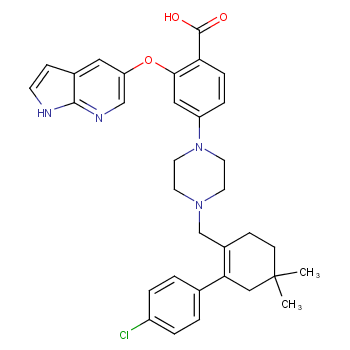 中文名称:2-((1H-吡咯并[2,3-b]吡啶-5-基)氧基)-4-(4-((4'-氯-5,5-二甲基-3,4,5,6-四氢-[1,1'-联苯]-2-基)甲基)哌嗪-1-基)苯甲酸/1235865-77-6