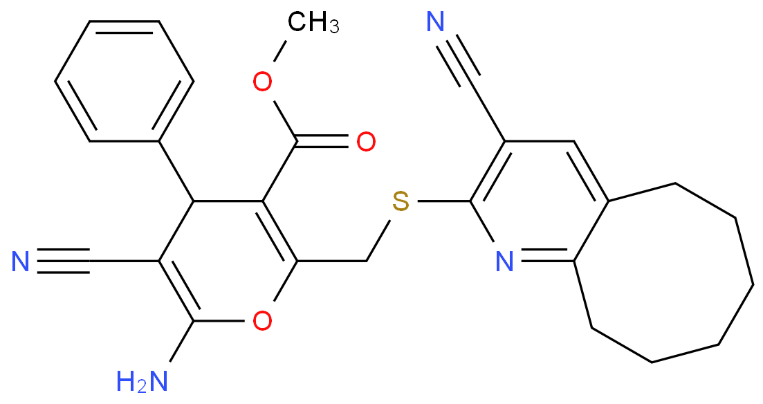 methyl 6-amino-5-cyano-2-{[(3-cyano-5,6,7,8,9,10-hexahydrocycloocta[b]pyridin-2-yl)sulfanyl]methyl}-4-phenyl-4H-pyran-3-carboxylate