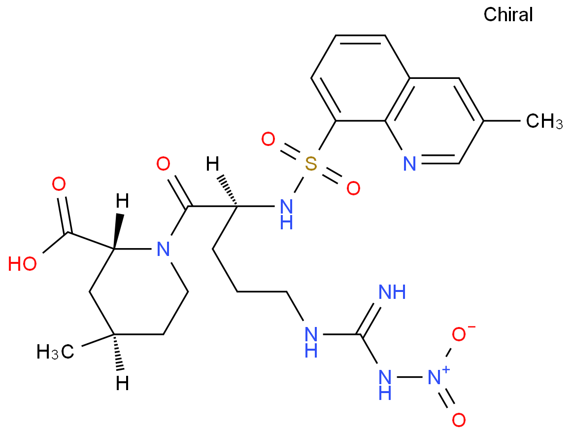 2-PIPERIDINECARBOXYLIC ACID, 1-[5-[IMINO(NITROAMINO)METHYL]AMINO]-2-[[(3-METHYL-8-QUINOLINYL)SULFONYL]AMINO]-1-OXOPENTYL]-4-METHYL-,[2R-[1(S*), 2ALPHA, 4BETA]]-