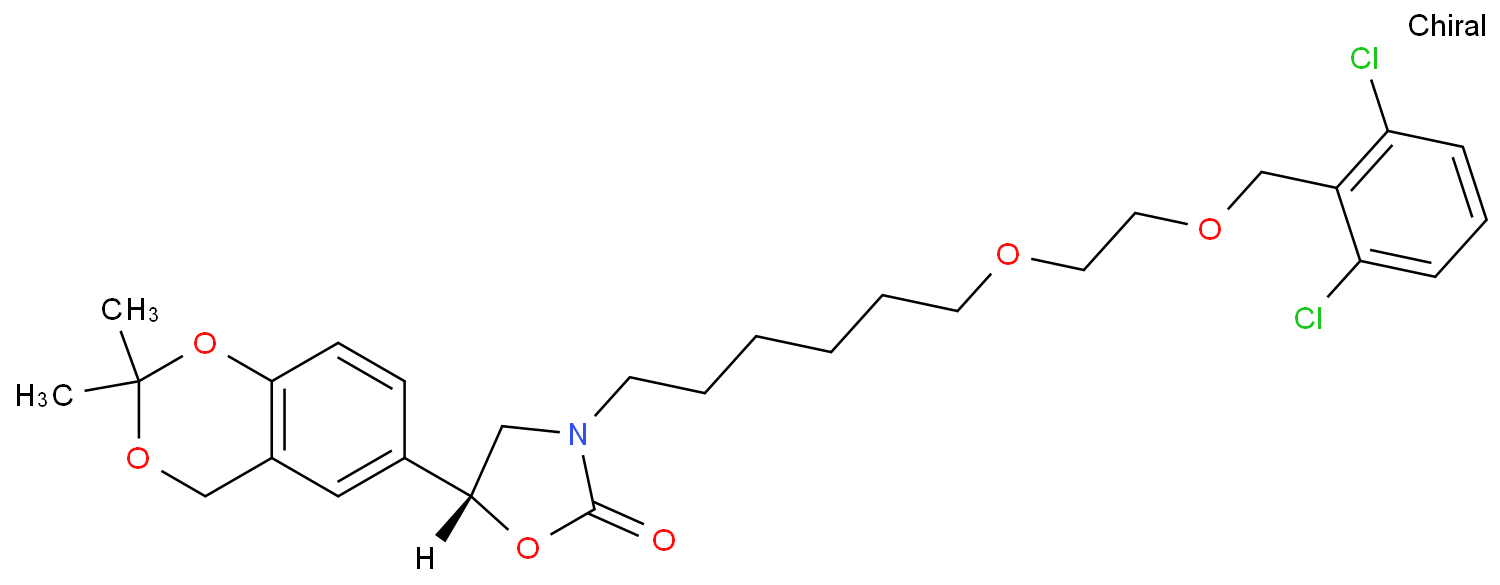 2-Oxazolidinone, 3-[6-[2-[(2,6-dichlorophenyl)Methoxy]ethoxy]hexyl]-5-(2,2-diMethyl-4H-1, 3-benzodioxin-6-yl)-, (5R)-  