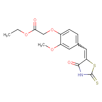 [2-甲氧基-4-[(4-氧代-2-硫代-5-噻唑烷亚基)甲基]苯氧基]乙酸乙酯化学结构式