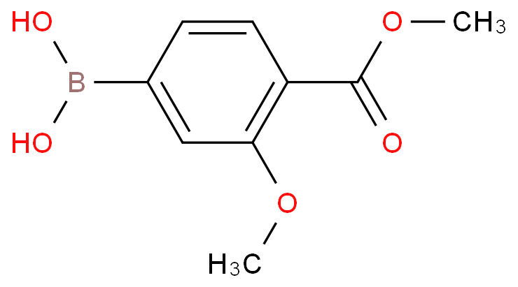 3-甲氧基-4-甲氧羰基苯硼酸化学结构式