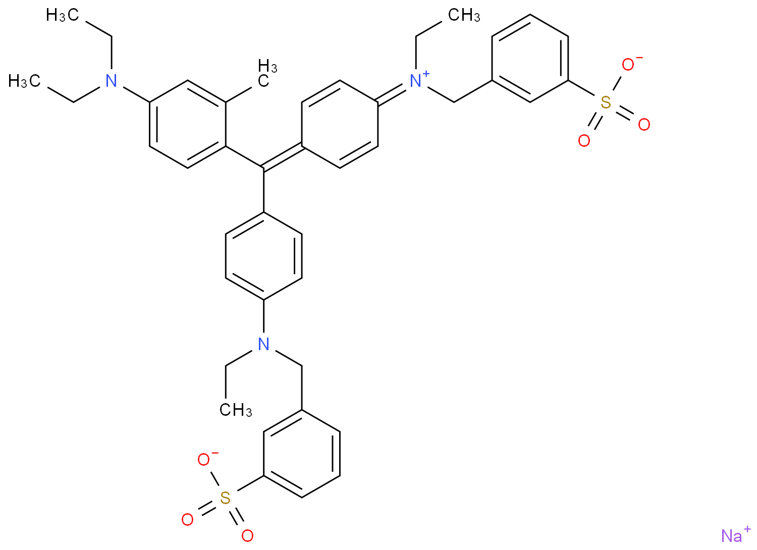 sodium;3-[[4-[[4-(diethylamino)-2-methylphenyl]-[4-[ethyl-[(3-sulfonatophenyl)methyl]azaniumylidene]cyclohexa-2,5-dien-1-ylidene]methyl]-N-ethylanilino]methyl]benzenesulfonate