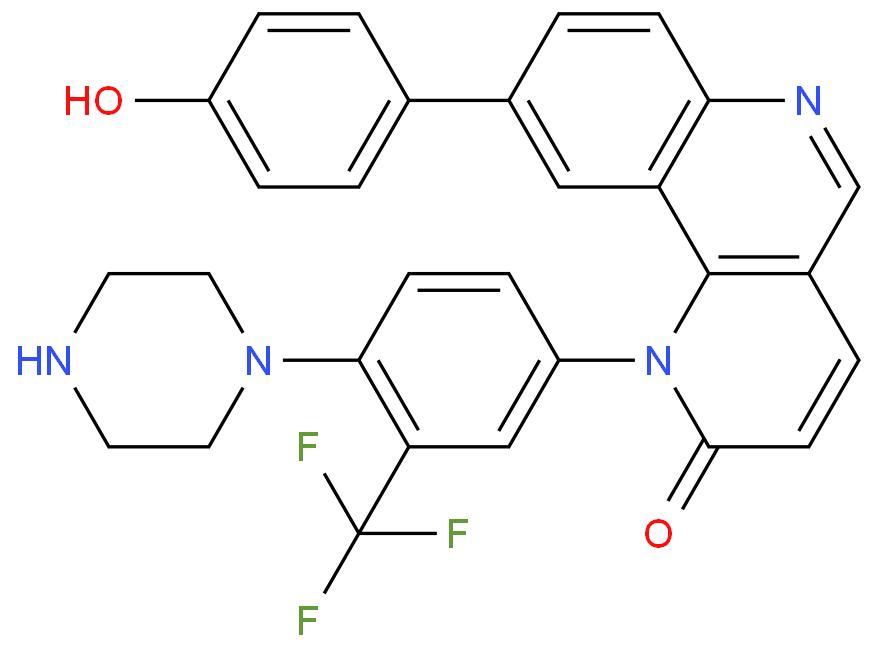  9-(4-Hydroxyphenyl)-1-(4-(piperazin-1-yl)-3-(trifluoromethyl)phenyl)benzo[h][1,6]naphthyridin-2(1H)-one