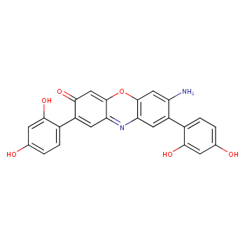 7-amino-8-(2,4-dihydroxyphenyl)-2-(2-hydroxy-4-oxocyclohexa-2,5-dien-1-ylidene)-10H-phenoxazin-3-one;8-(2,4-dihydroxyphenyl)-7-hydroxy-2-(2-hydroxy-4-oxocyclohexa-2,5-dien-1-ylidene)-10H-phenoxazin-3-one