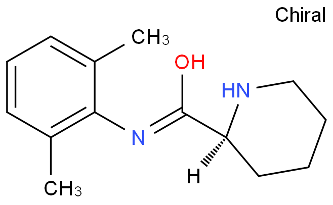 (S)-N-(2,6-二甲苯及)哌啶-2-甲酰胺化学结构式