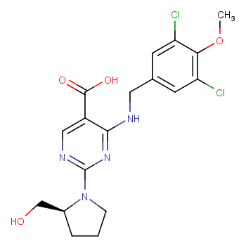 (S) -4-((3,5-二氯-4-甲氧基苄基)氨基)-2-(2-(羟甲基)吡咯烷-1-基)嘧啶-5-羧酸