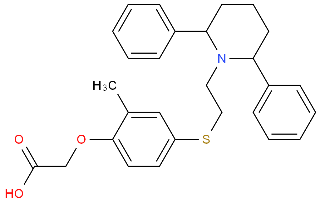 2-[4-[2-(2,6-diphenyl-1-piperidinyl)ethylthio]-2-methylphenoxy]acetic acid