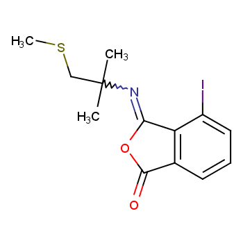 1(3H)-Isobenzofuranone, 3-[[1,1-dimethyl-2-(methylthio)ethyl]imino]-4-iodo- structure