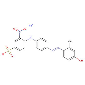 Benzenesulfonic acid, 4-[[4-[2-(4-hydroxy-2-methylphenyl)diazenyl]phenyl]amino]-3-nitro-, sodium salt (1:1)  