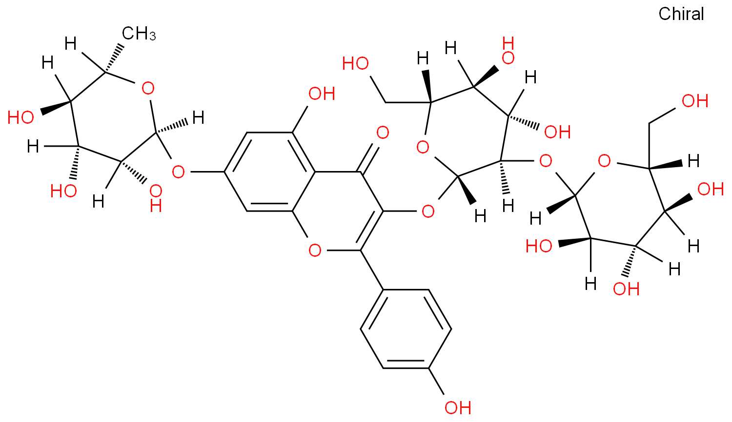 4H-1-Benzopyran-4-one, 7-[(6-deoxy-α-L-mannopyranosyl)oxy]-3-[(2-O-β-D-glucopyranosyl-β-D-glucopyranosyl)oxy]-5-hydroxy-2-(4-hydroxyphenyl)-