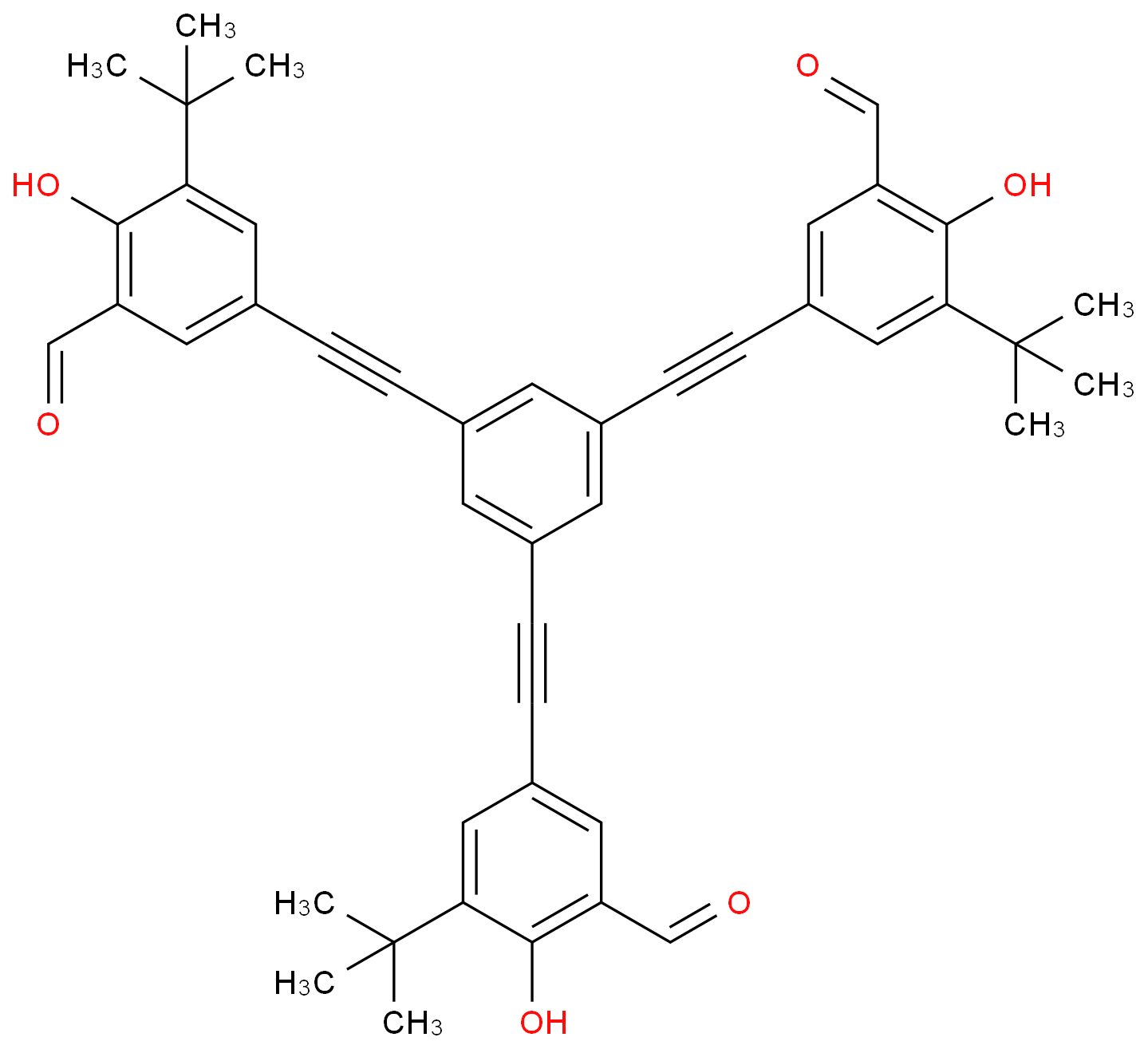 科研用 3,3',3''-(1,3,5-苯甲三基三-2,1-乙炔二基)三[5-(1,1-二甲基乙基)-6-羟基苯甲醛 CAS号:705930-83-2 现货供应 高校研究所先发后付