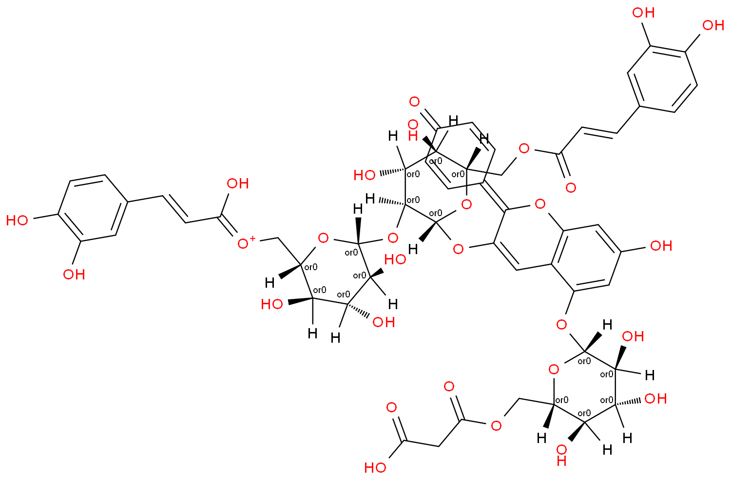 天竺葵色素-3-O-[6-O-(E)-咖啡酰-2-O-{6-O-(E)-咖啡酰-β-D-葡萄糖苷}-β-D-葡萄糖苷]-5-O-(6-O-丙二酰基)-β-D-葡萄糖苷