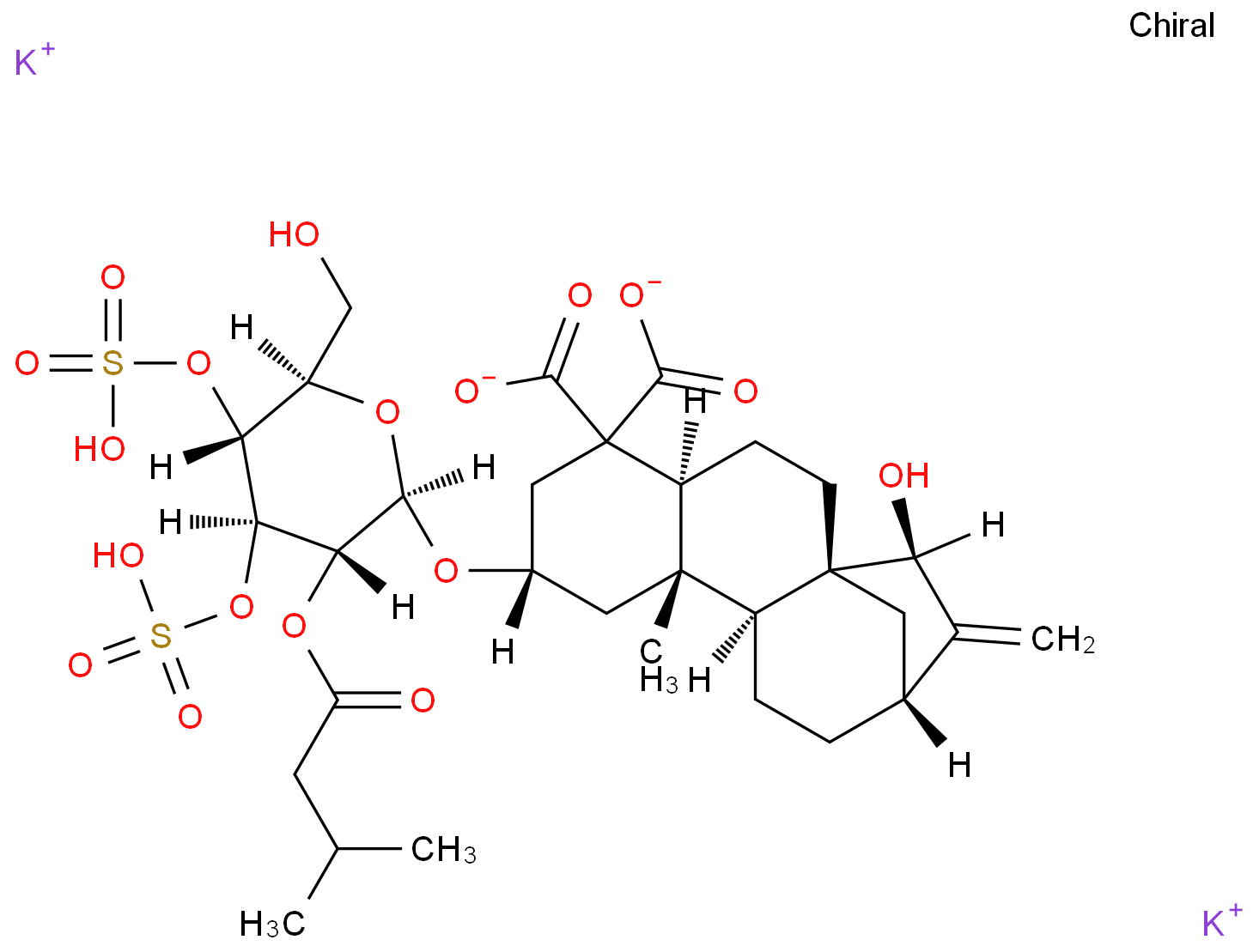 (2S,4aS,6aR,7S,9R,11aS,11bS)-7-羟基-2-(((2R,3R,4R,5R,6R)-6-(羟甲基)-3-((3-甲基丁酰基)氧基)-4,5-双(磺氧基)四氢-2H-吡喃-2-基)氧基)-11b-甲基-8-亚甲基十二氢-6a,9-甲桥环庚并[a]萘-4,4(4aH)-二羧酸二钾盐