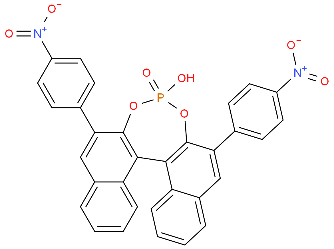 (R)-3,3'-双(4-硝基苯基)-1,1'-联萘酚磷酸酯化学结构式