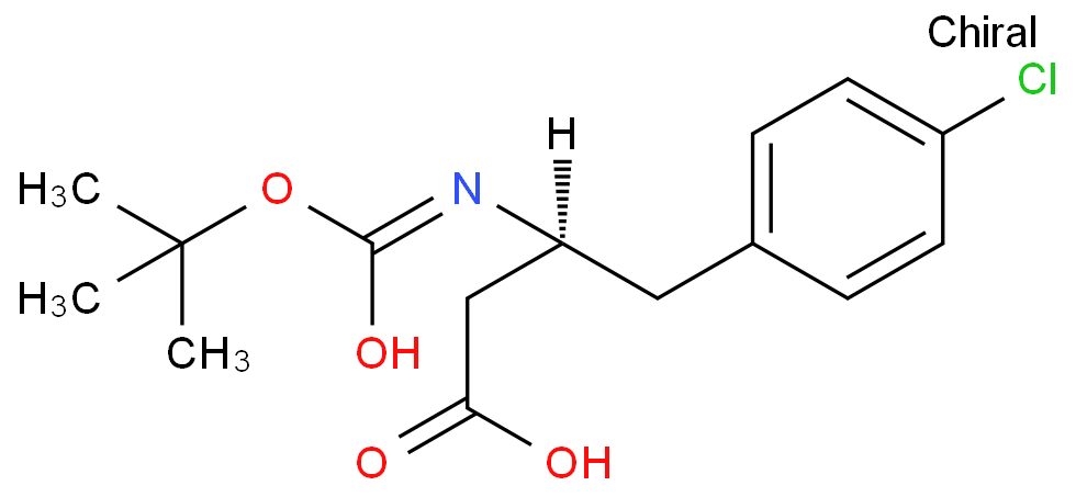 (S)-N-叔丁氧羰基-3-氨基-4-(4-氯苯基)丁酸化学结构式