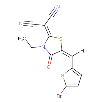 2-(5-((5-bromothiophen-2-yl)methylene)-3-ethyl-4-oxothiazolidin-2-ylidene)malononitrile