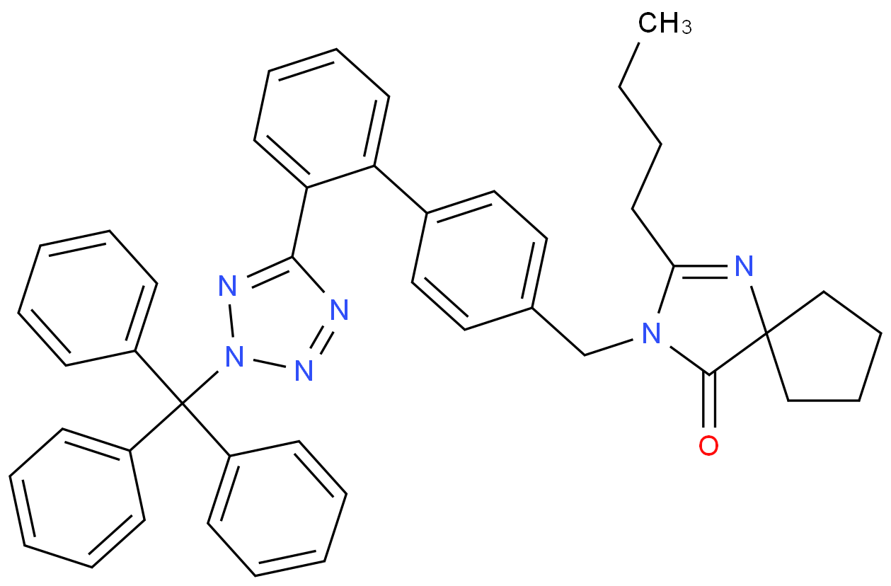 2-butyl-3-[[4-[2-(2-trityltetrazol-5-yl)phenyl]phenyl]methyl]-1,3-diazaspiro[4.4]non-1-en-4-one