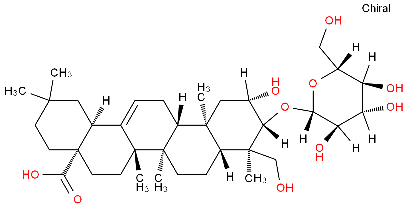 贝萼皂苷元-3- O-Β-D-吡喃葡萄糖苷化学结构式