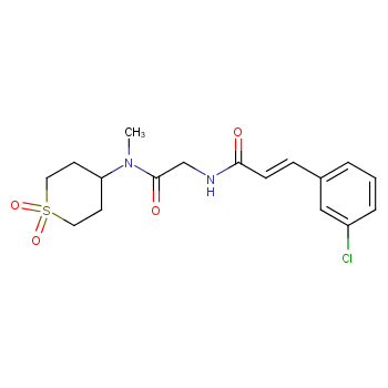 (2E)-3-(3-氯苯基)-N-[2-[甲基(四氢-1,1-二氧代-2H-噻喃-4-基)氨基]-2-氧代乙基]-2-丙烯酰胺化学结构式