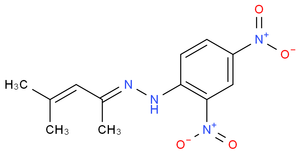 1-(2,4-dinitrophenyl)-2-(4-methylpent-3-en-2-ylidene)hydrazine structural formula image