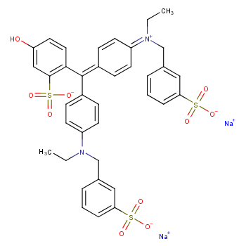 Benzenemethanaminium,N-ethyl-N-[4-[[4-[ethyl[(3-sulfophenyl)methyl]amino]phenyl](4-hydroxy-2-sulfophenyl)methylene]-2,5-cyclohexadien-1-ylidene]-3-sulfo-,inner salt, sodium salt (1:2)  