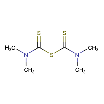 Bis(dimethylthiocarbamyl) sulfide; 97-74-5 structural formula