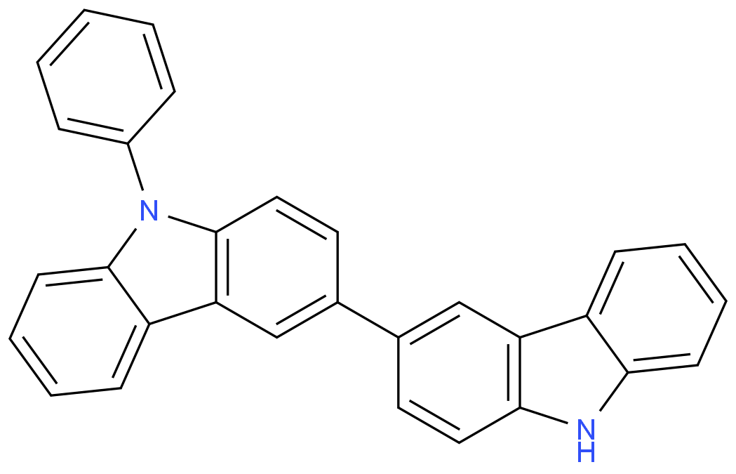 9-Phenyl-9H,9'H-[3,3']bicarbazolyl structure