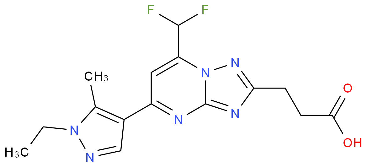 3-[7-(Difluoromethyl)-5-(1-ethyl-5-methyl-pyrazol-4-yl)-[1,2,4]triazolo[1,5-a]pyrimidin-2-yl]propanoic acid