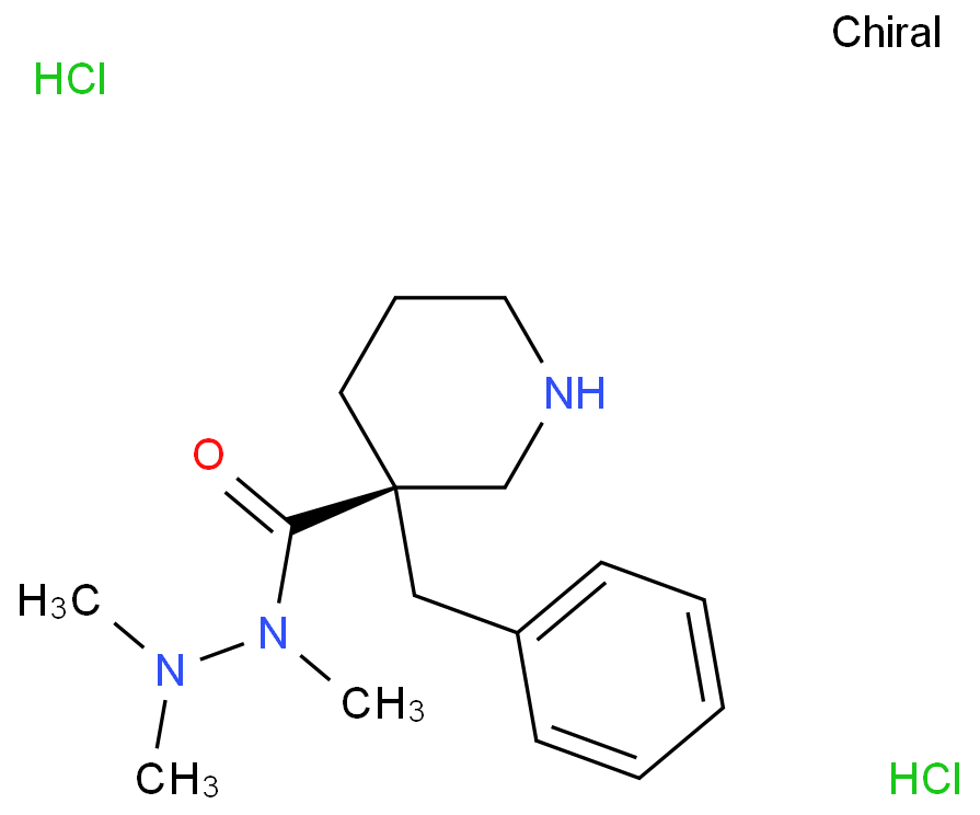 3-Piperidinecarboxylic acid, 3-(phenylmethyl)-,1,2,2-trimethylhydrazide, hydrochloride (1:2),(3R)-  