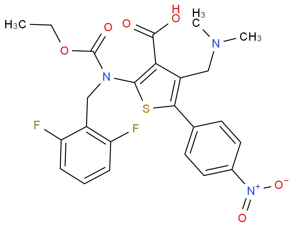 2-[(2,6-Difluorobenzyl)(ethoxycarbonyl)amino]-4-[(dimethylamino)methyl]-5-(4-nitrophenyl)-3-thiophenecarboxylic acid