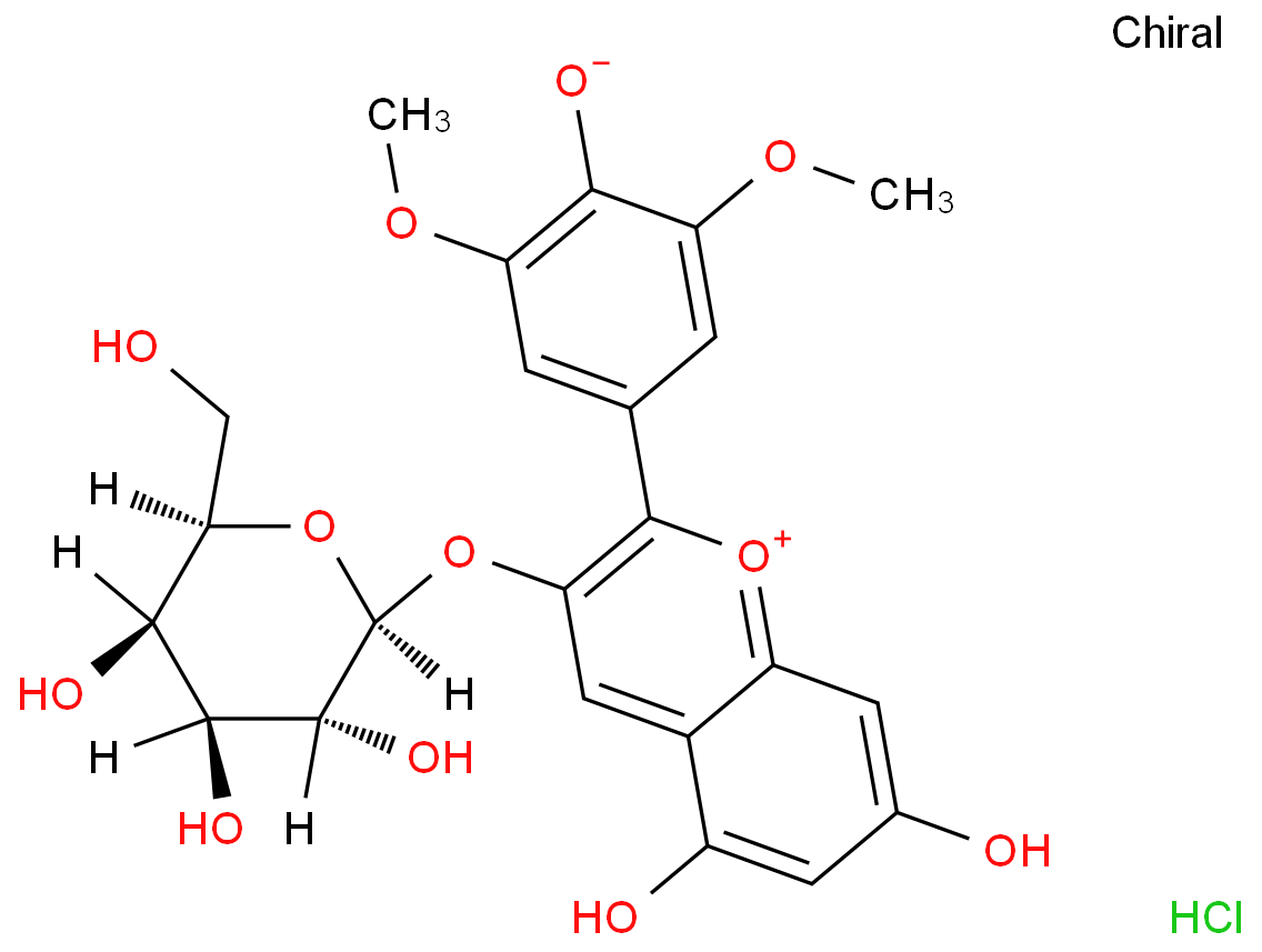 1-Benzopyrylium, 3-(b-D-galactopyranosyloxy)-5,7-dihydroxy-2-(4-hydroxy-3,5-dimethoxyphenyl)-,chloride (1:1)  