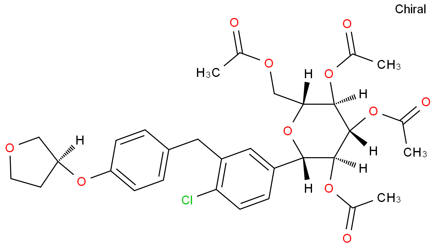 (1S)-1,5-anhydro-2,3,4,6-tetra-O-acteyl-1-C-[4-chloro-3-[[4-[[(3S)-tetrahydrofu-ran-3-yl]oxy]phenyl] methyl]phenyl]-D-Glucitol  